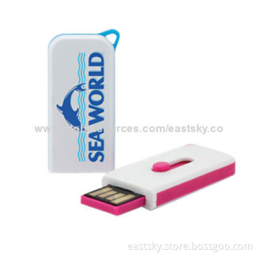 Promotional Slide Mini USB Drive in Push-pull Design, with 64MB to 32GB Memory Capacity, OEM Service